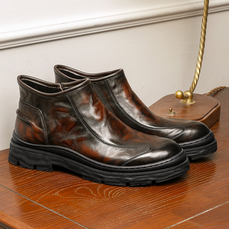 Desai Leather Shoes Chelsea Boots for Men No Lace Fasion Calfskin Couhideleather Zipper Four-season Style DS6325H