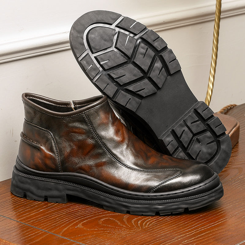 Desai Leather Shoes Chelsea Boots for Men No Lace Fasion Calfskin Couhideleather Zipper Four-season Style DS6325H