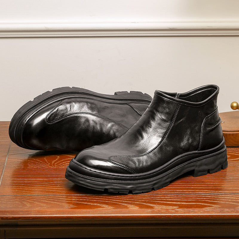 Desai Leather Shoes Chelsea Boots for Men No Lace Fasion Calfskin Couhideleather Zipper Four-season Style DS6325H