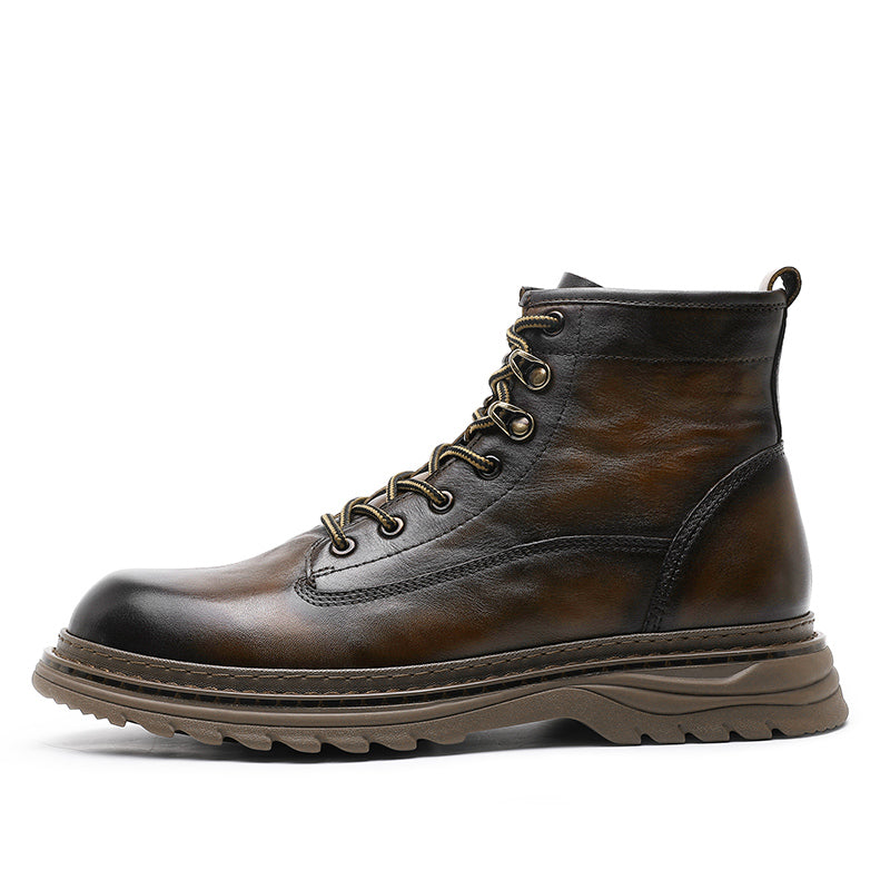 DESAI Shoes For Men Casual Leather Shoes Genuine Leather Soft Bottom boots low-heeled men's Chelsea boots fashion beautiful Elastic Leather Shoes Over-the-Knee DS05309