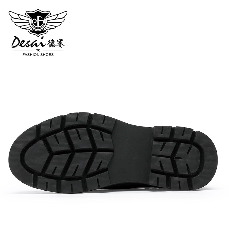 Desai Leather Shoes Chelsea Boots for Men No Lace Fasion Calfskin Couhideleather Zipper Four-season Style DS6325H