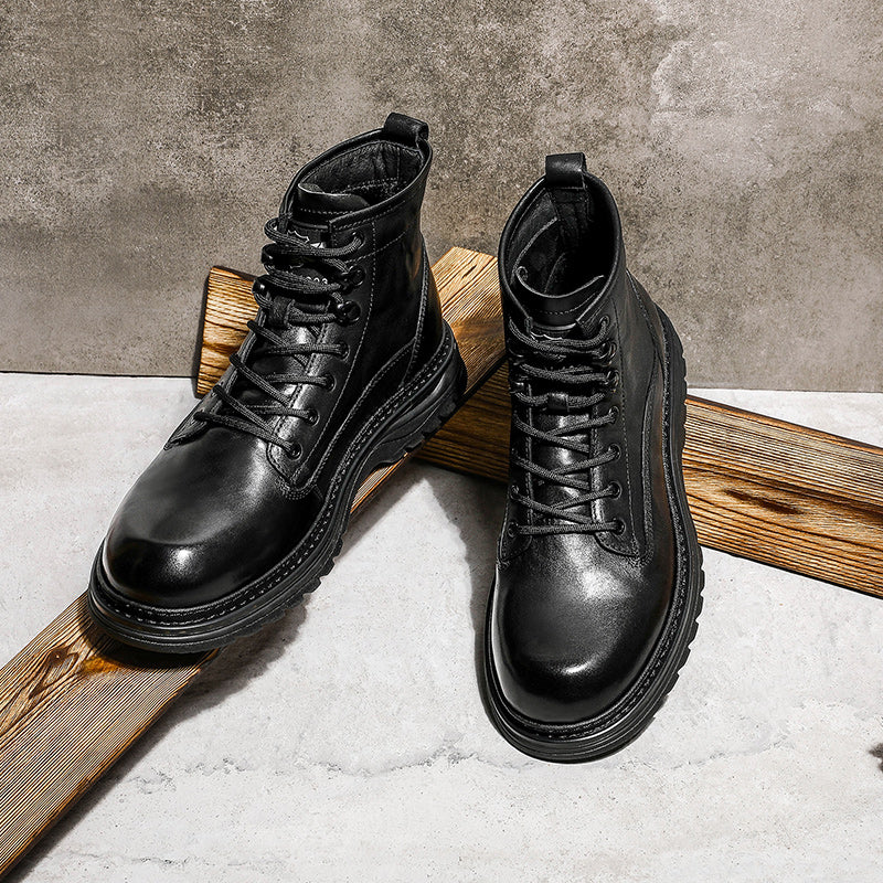 DESAI Shoes For Men Casual Leather Shoes Genuine Leather Soft Bottom boots low-heeled men's Chelsea boots fashion beautiful Elastic Leather Shoes Over-the-Knee DS05309