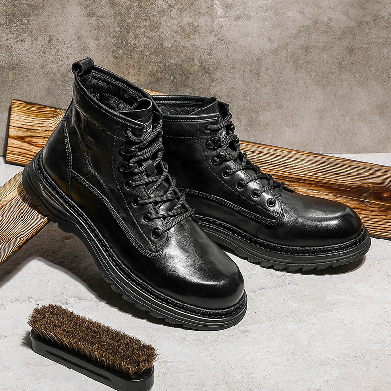 DESAI Shoes For Men Casual Leather Shoes Genuine Leather Soft Bottom boots low-heeled men's Chelsea boots fashion beautiful Elastic Leather Shoes Over-the-Knee DS05309