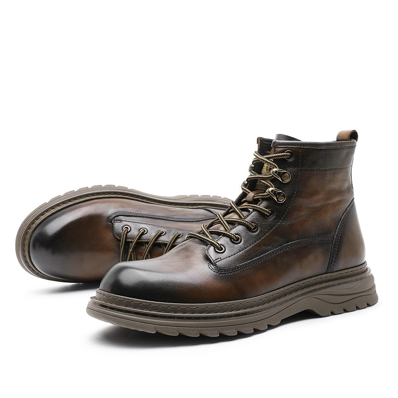 DESAI Shoes For Men Casual Leather Shoes Genuine Leather Soft Bottom boots low-heeled men's Chelsea boots fashion beautiful Elastic Leather Shoes Over-the-Knee DS05309